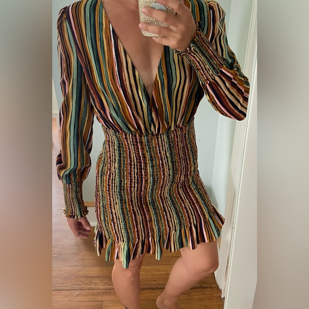 Luxxel Striped Long Sleeve Mini Dress